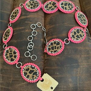 Leopard Print Pink Circle Belt
